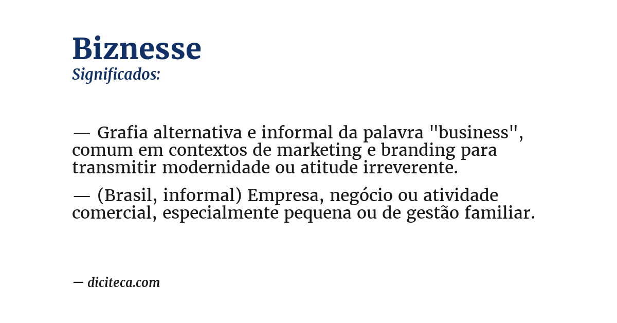 Significado de biznesse