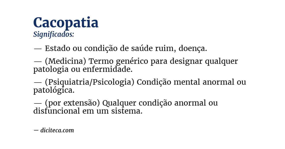 Significado de cacopatia