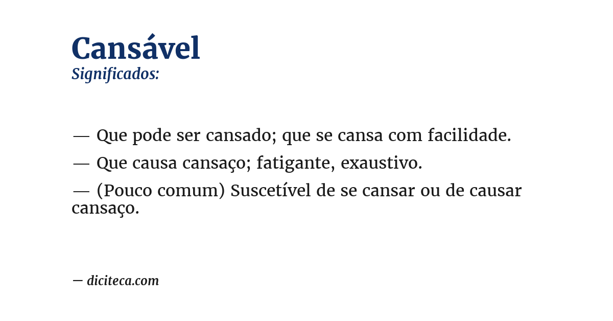 Significado de cansável