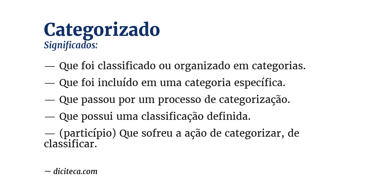Significado de categorizado