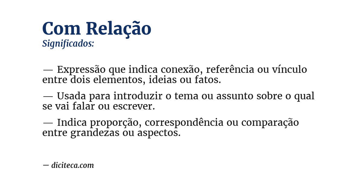 Significado de com relação