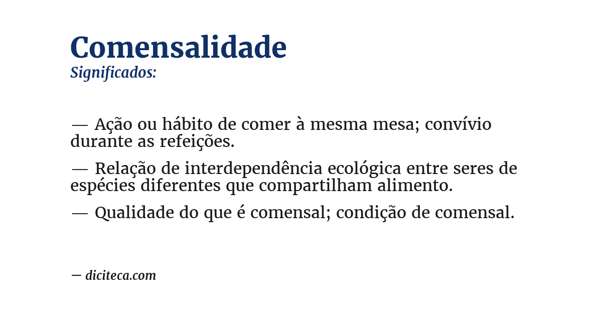 Significado de comensalidade