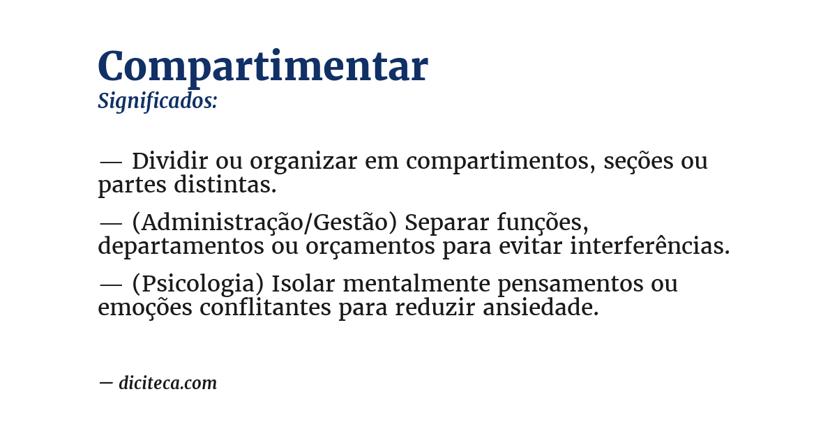 Significado de compartimentar