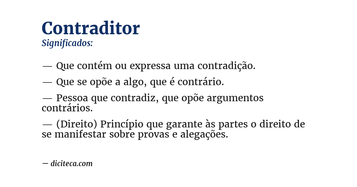 Significado de contraditor