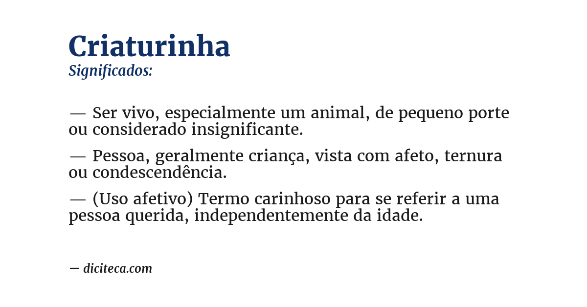 Significado de criaturinha