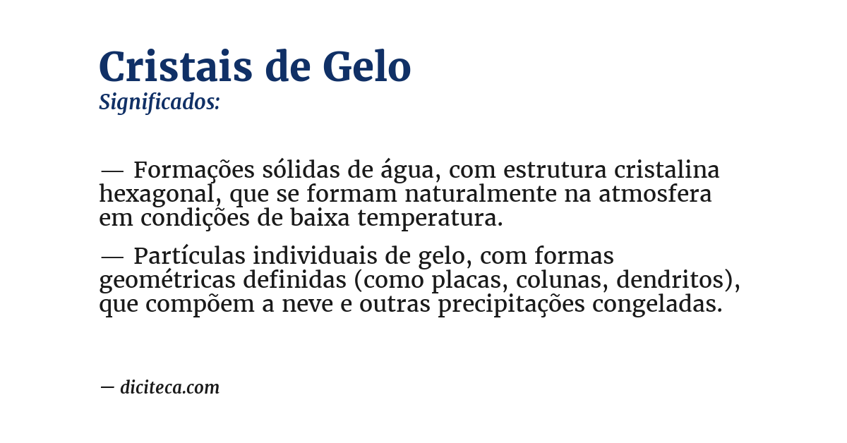 Significado de cristais de gelo
