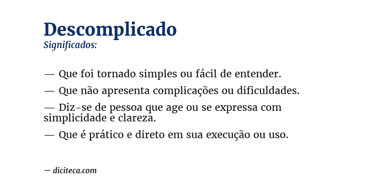 Significado de descomplicado