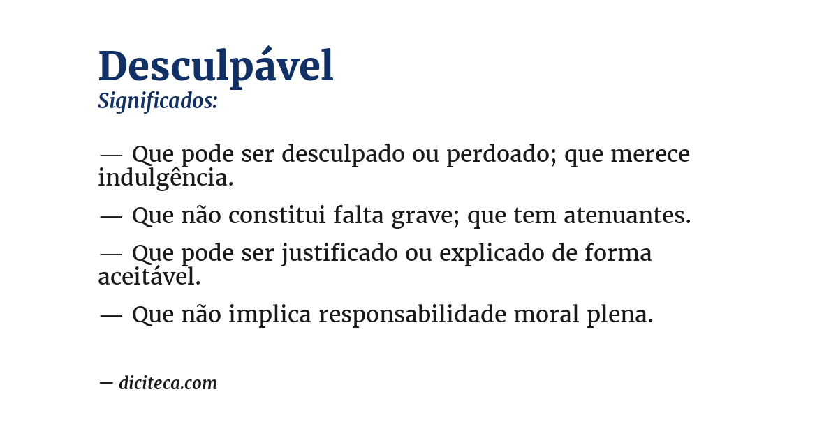 Significado de desculpável