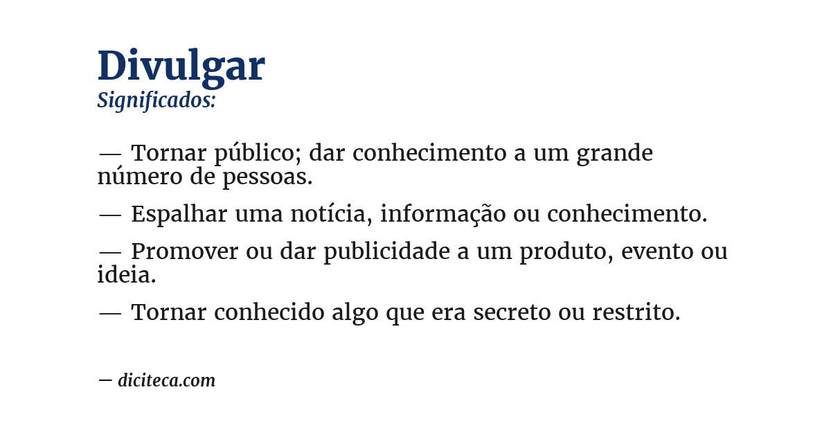 Significado de divulgar