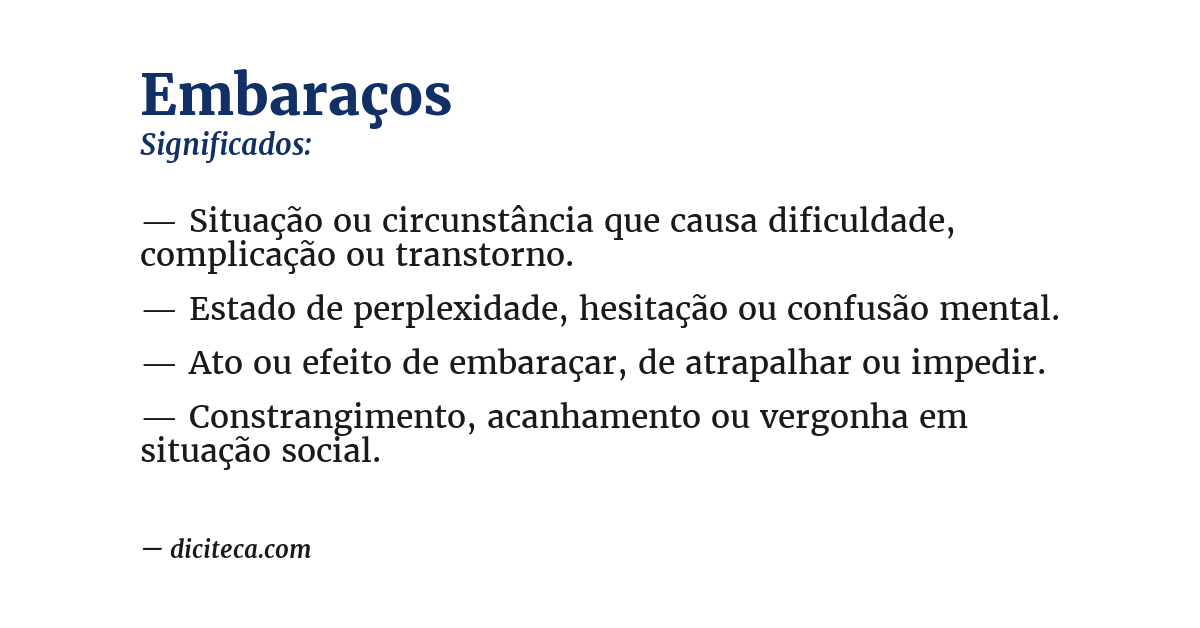 Significado de embaraços