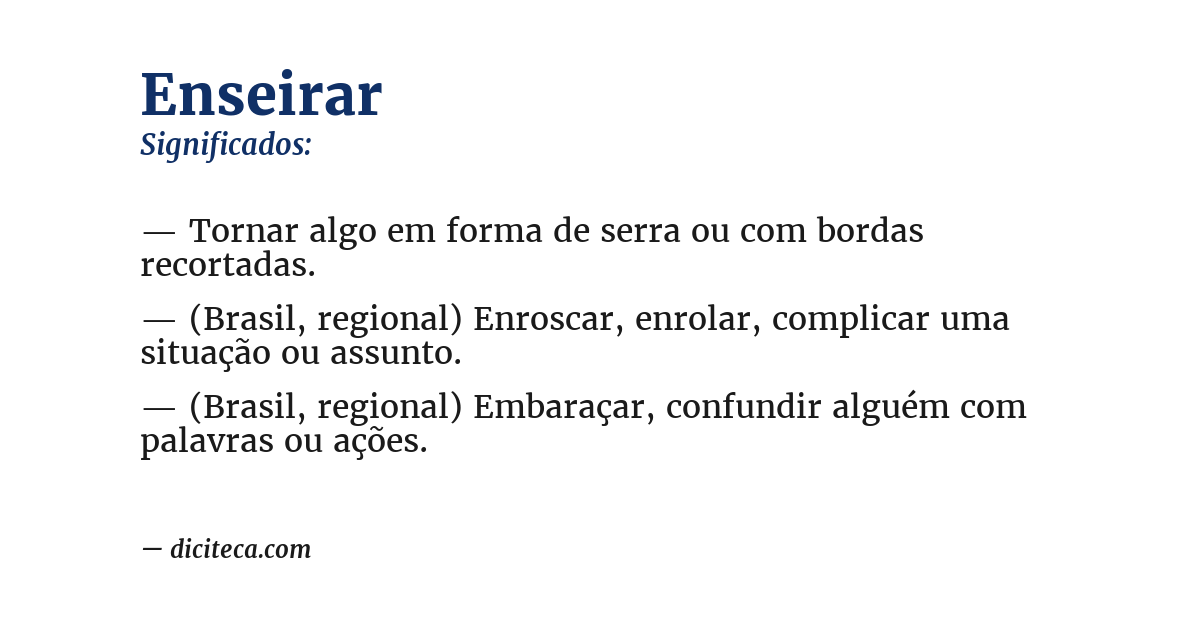 Significado de enseirar