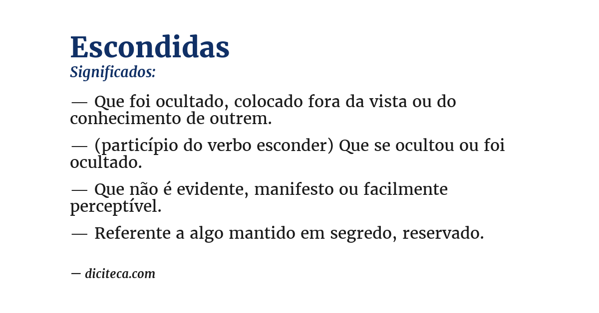 Significado de escondidas