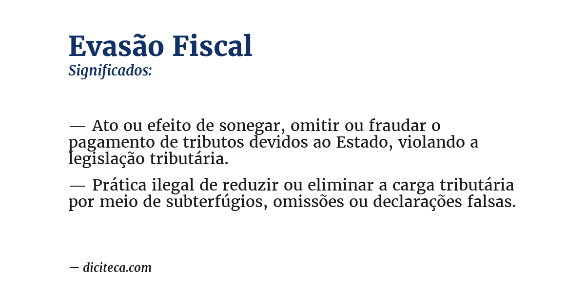 Significado de evasão fiscal