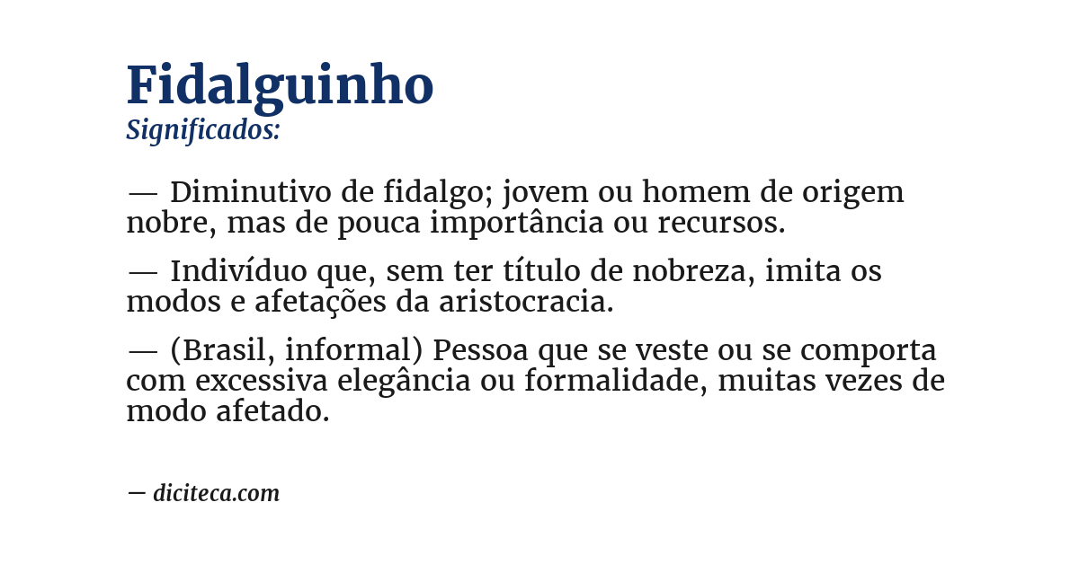 Significado de fidalguinho