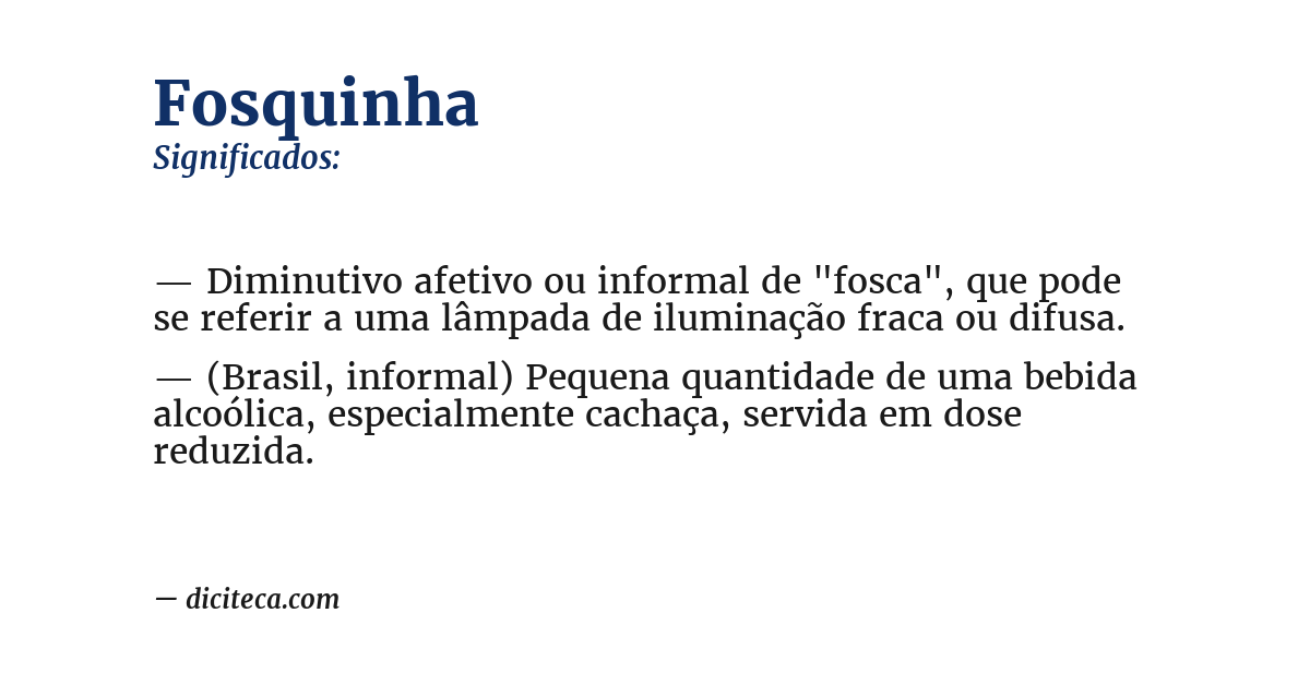 Significado de fosquinha