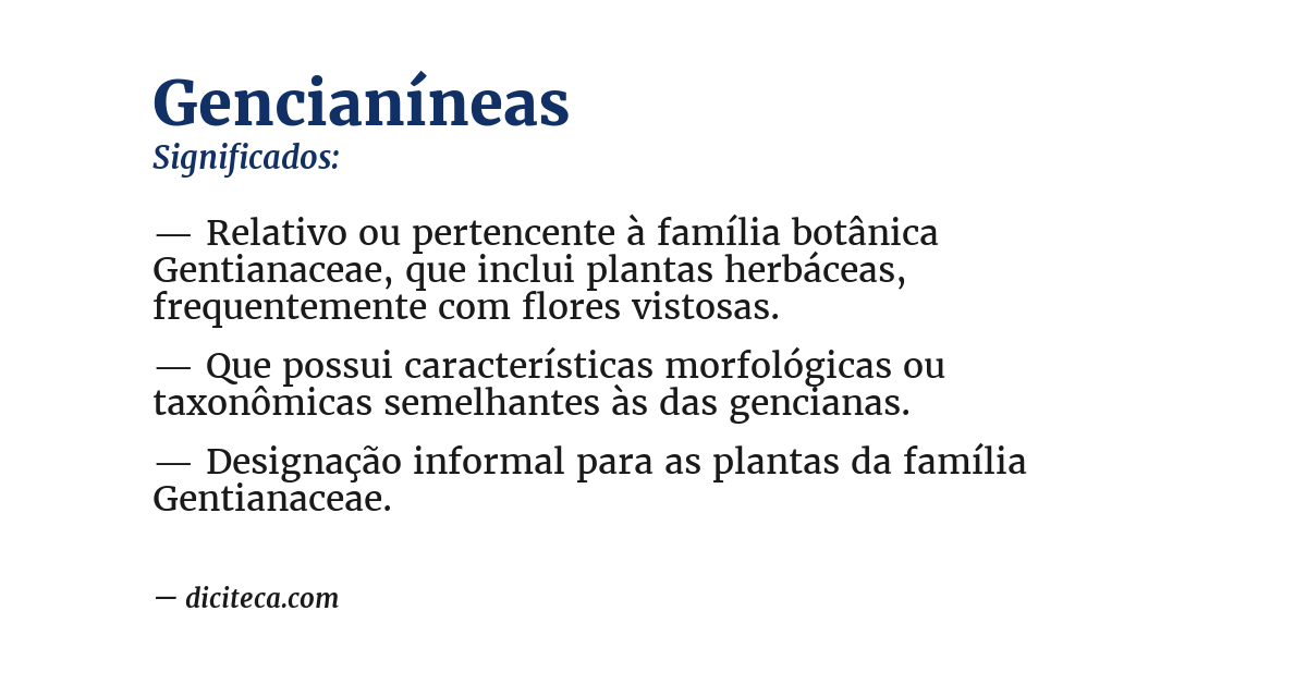 Significado de gencianíneas