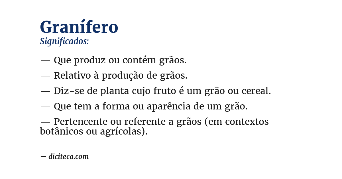 Significado de granífero