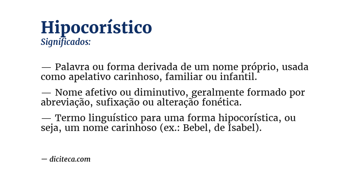 Significado de hipocorístico