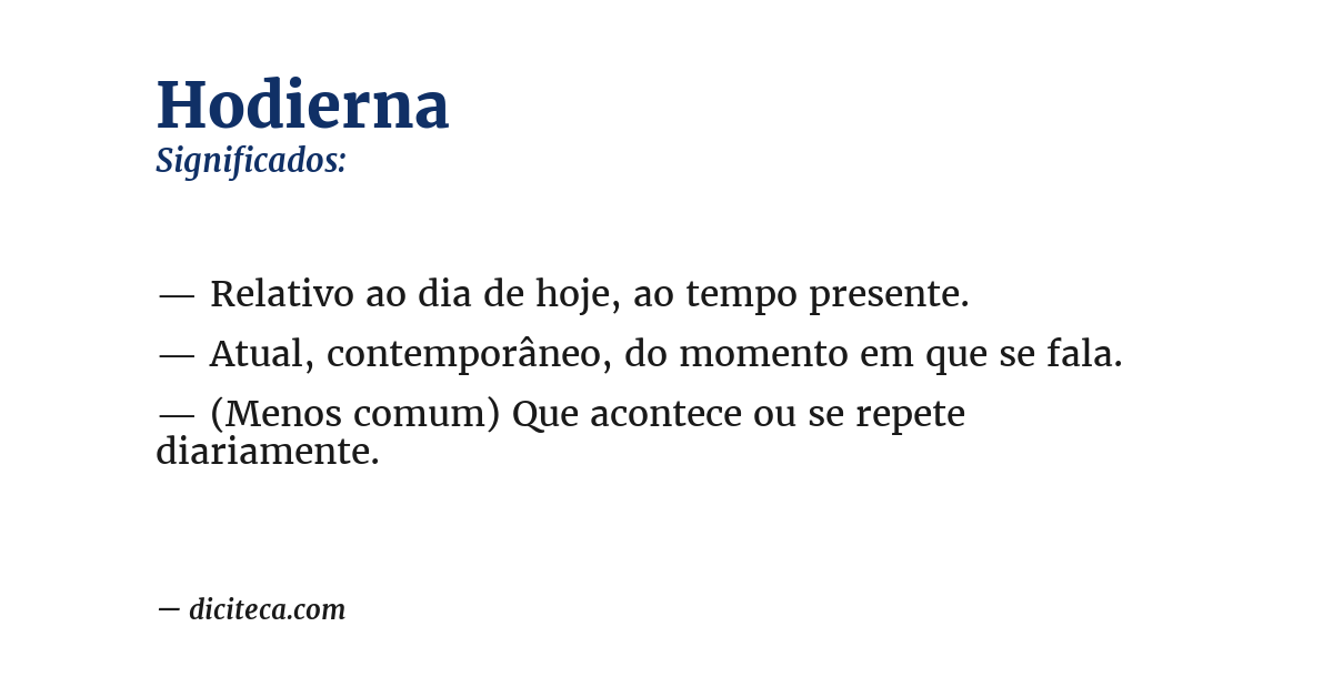 Significado de hodierna