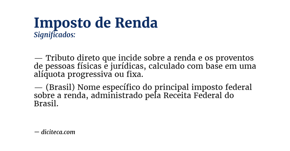 Significado de imposto de renda