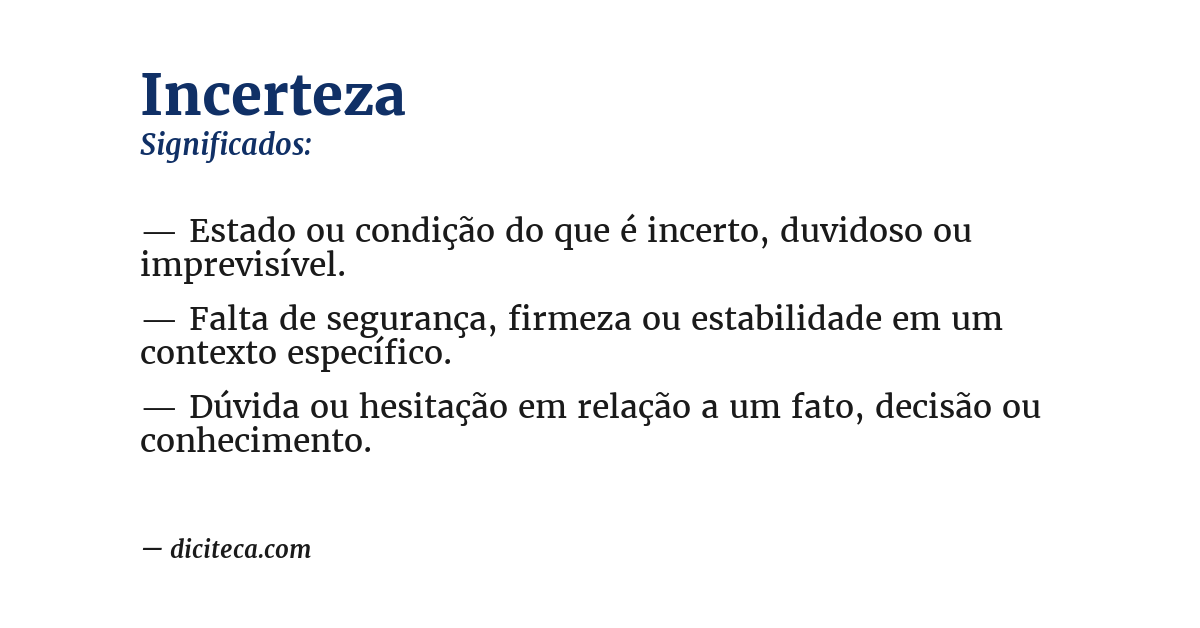 Significado de incerteza