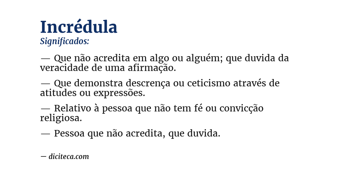 Significado de incrédula