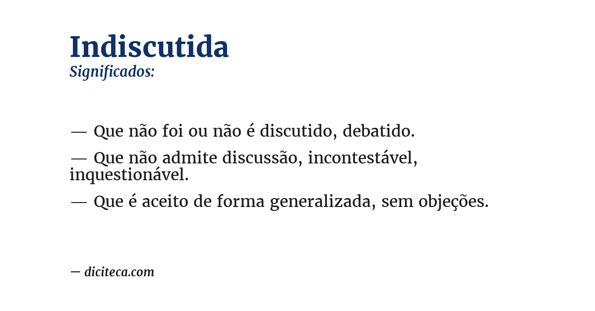 Significado de indiscutida