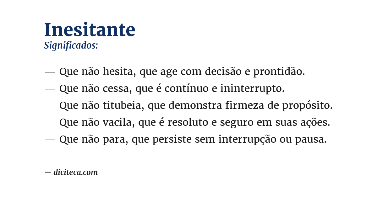 Significado de inesitante
