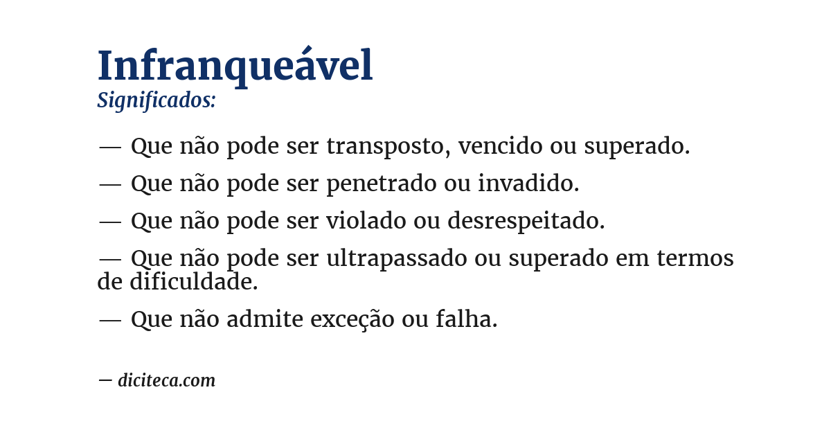 Significado de infranqueável