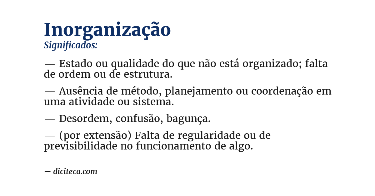 Significado de inorganização