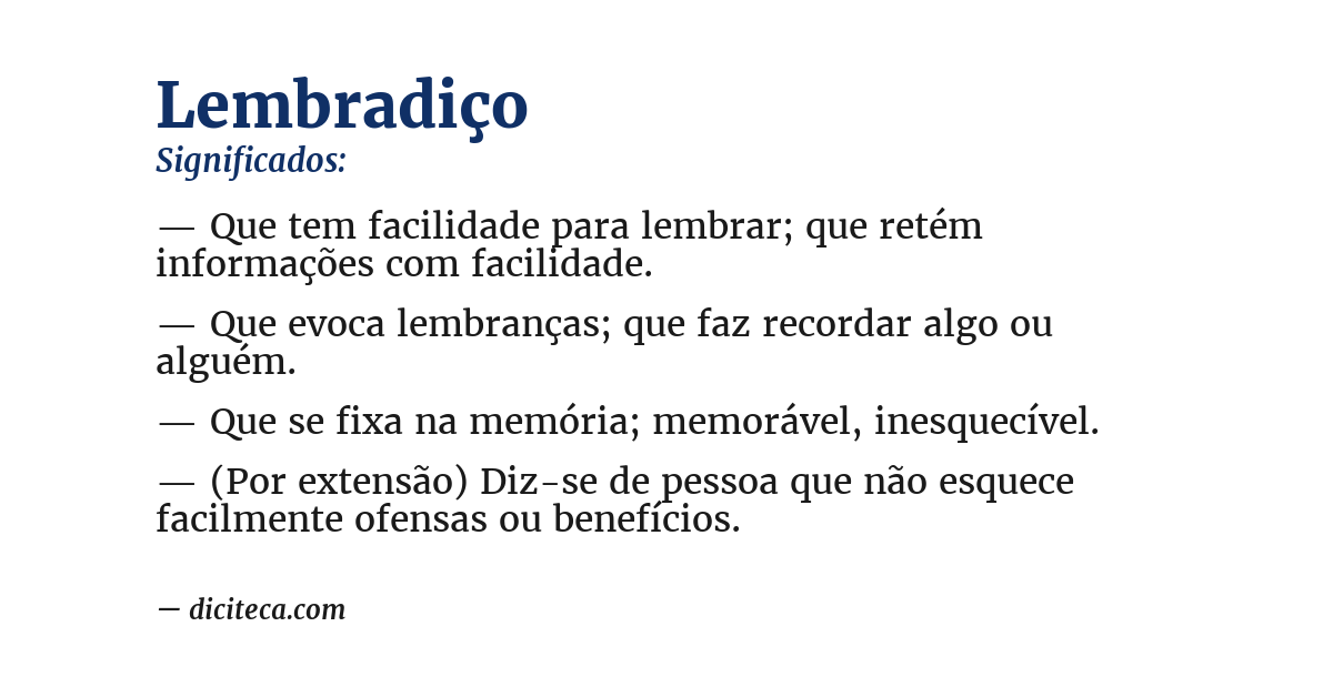 Significado de lembradiço