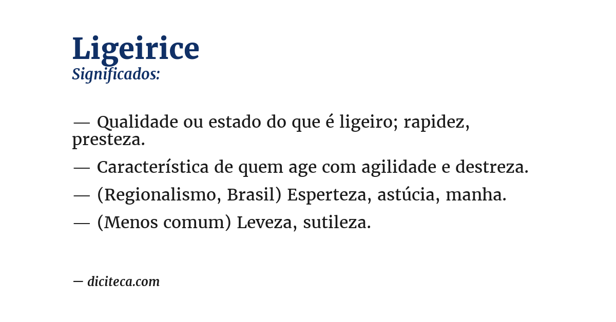 Significado de ligeirice