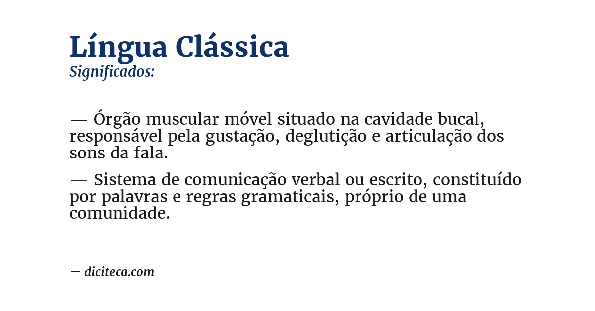 Significado de língua clássica