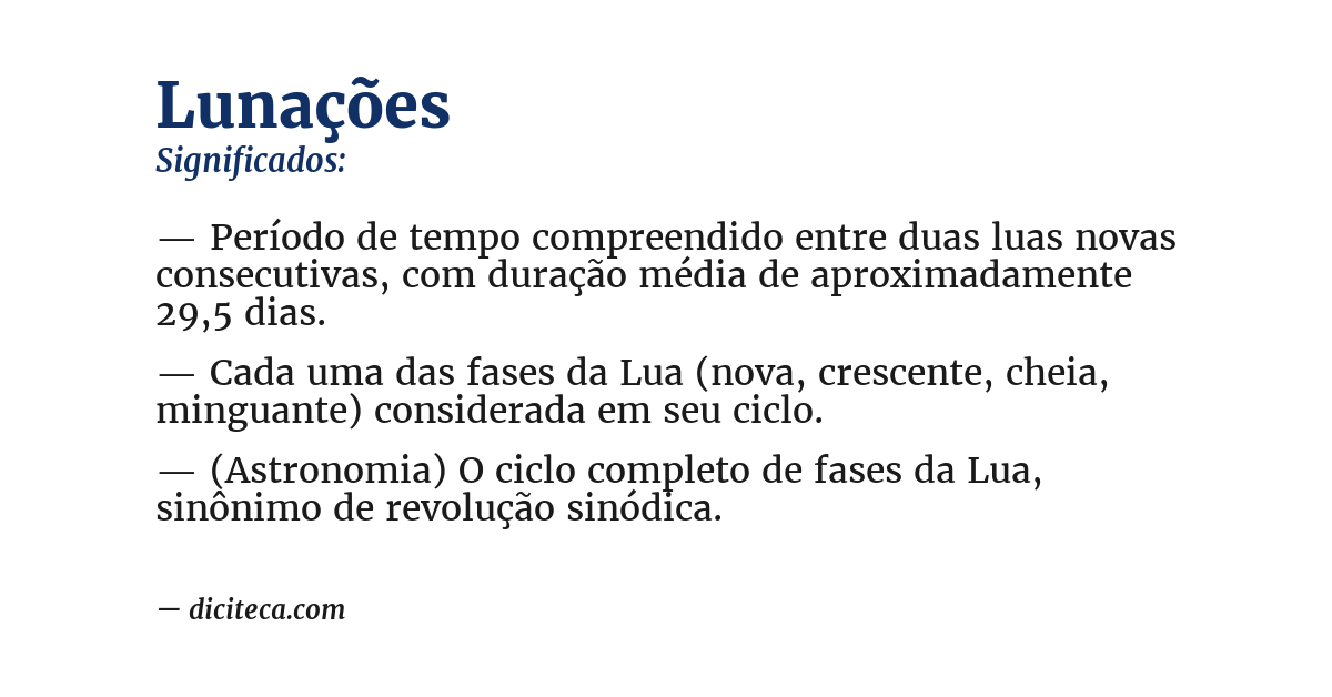 Significado de lunações