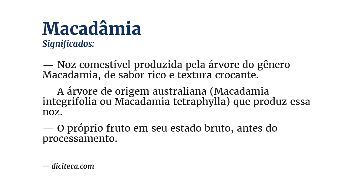 Significado de macadâmia