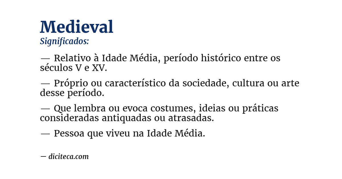 Significado de medieval