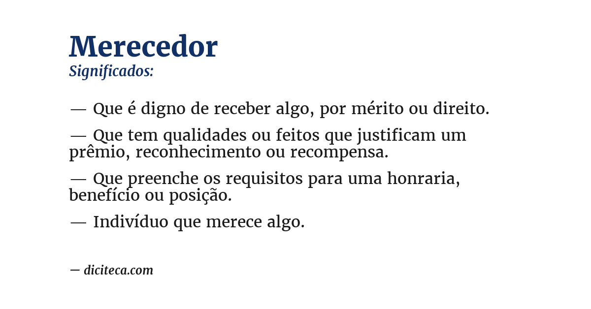 Significado de merecedor