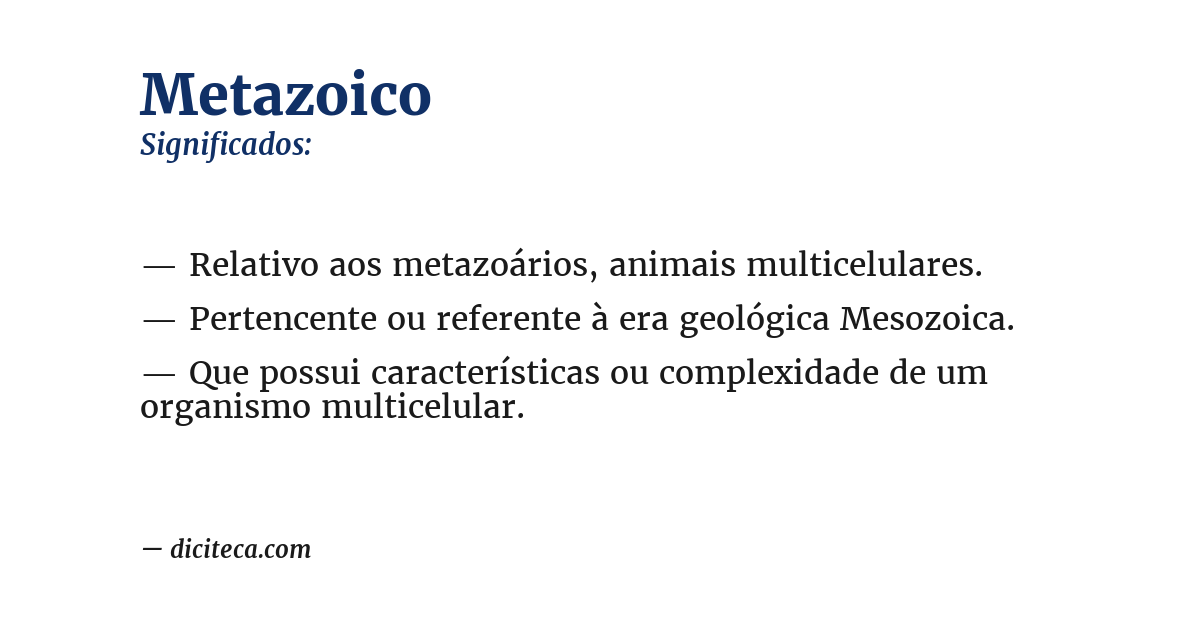 Significado de metazoico