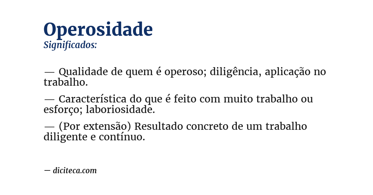Significado de operosidade