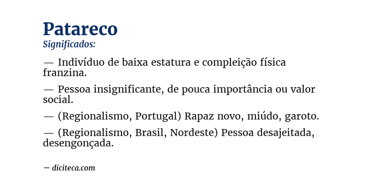 Significado de patareco