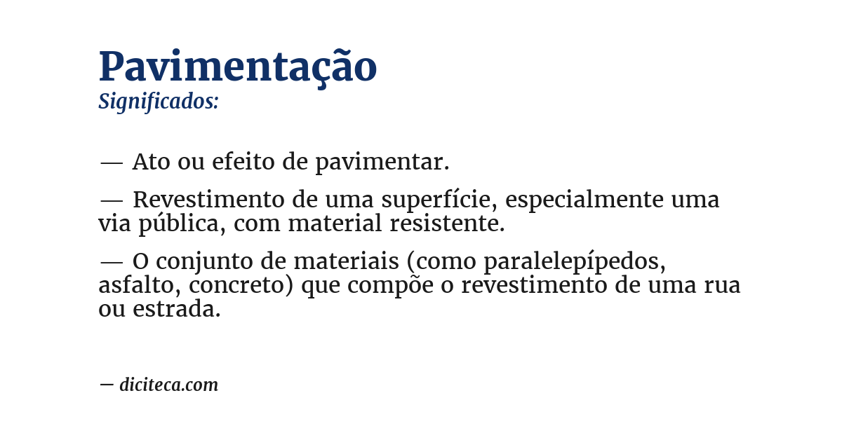 Significado de pavimentação