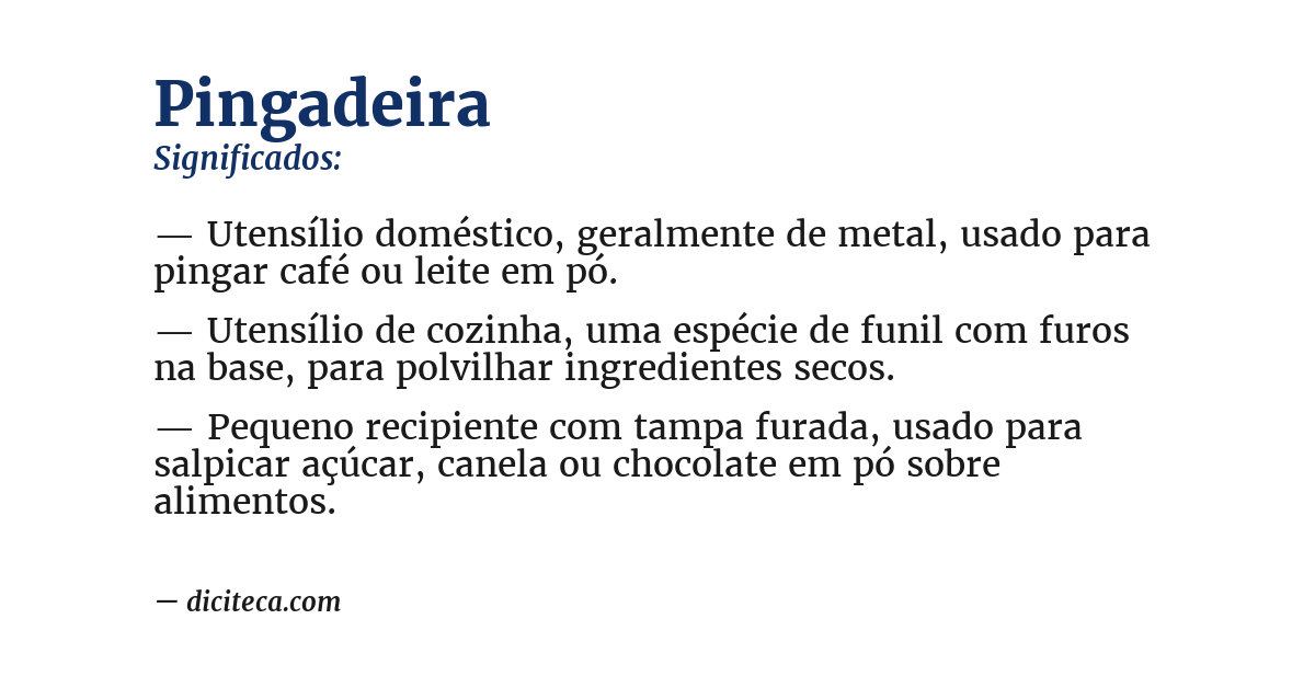 Significado de pingadeira