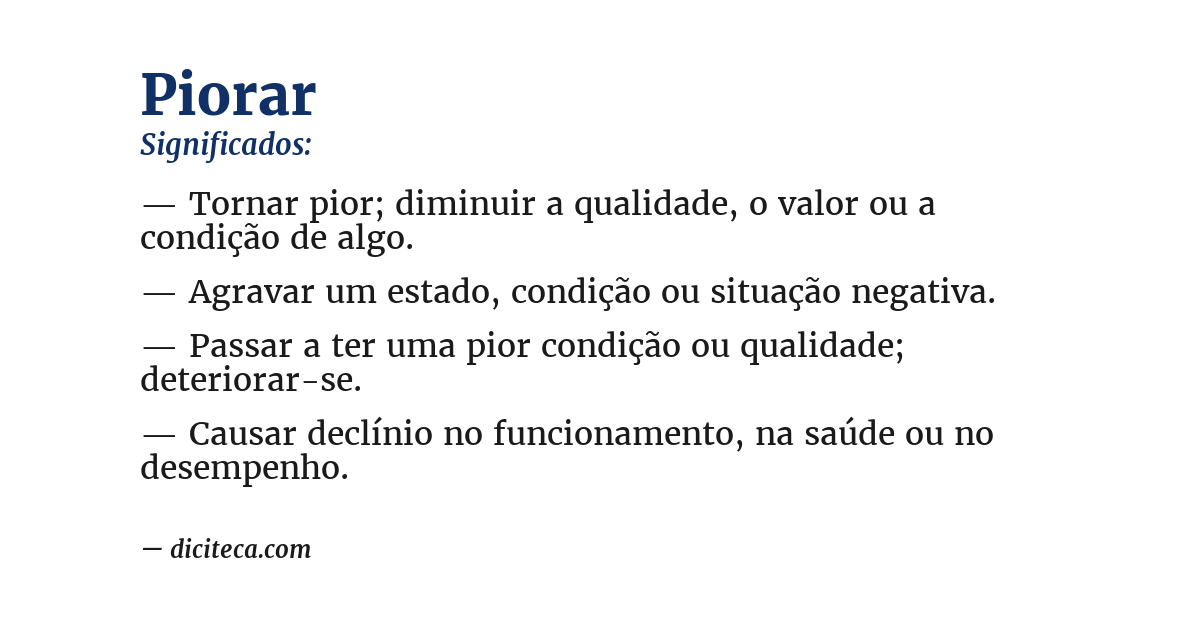 Significado de piorar