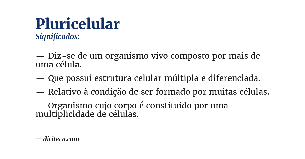 Significado de pluricelular
