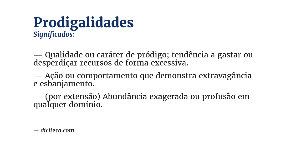 Significado de prodigalidades