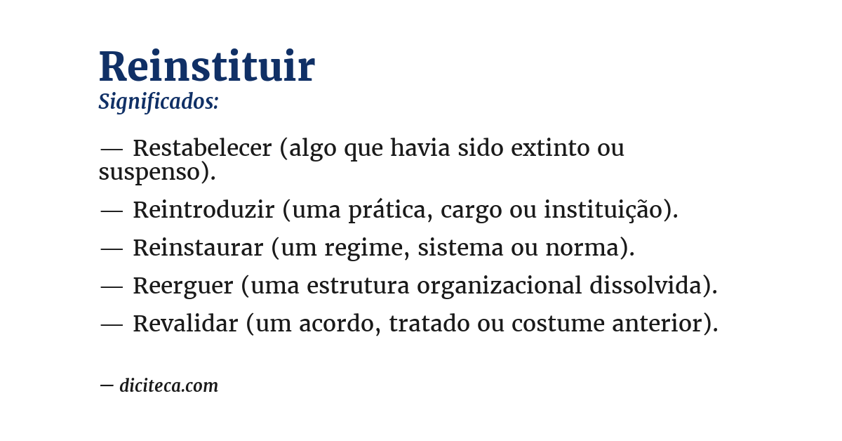 Significado de reinstituir