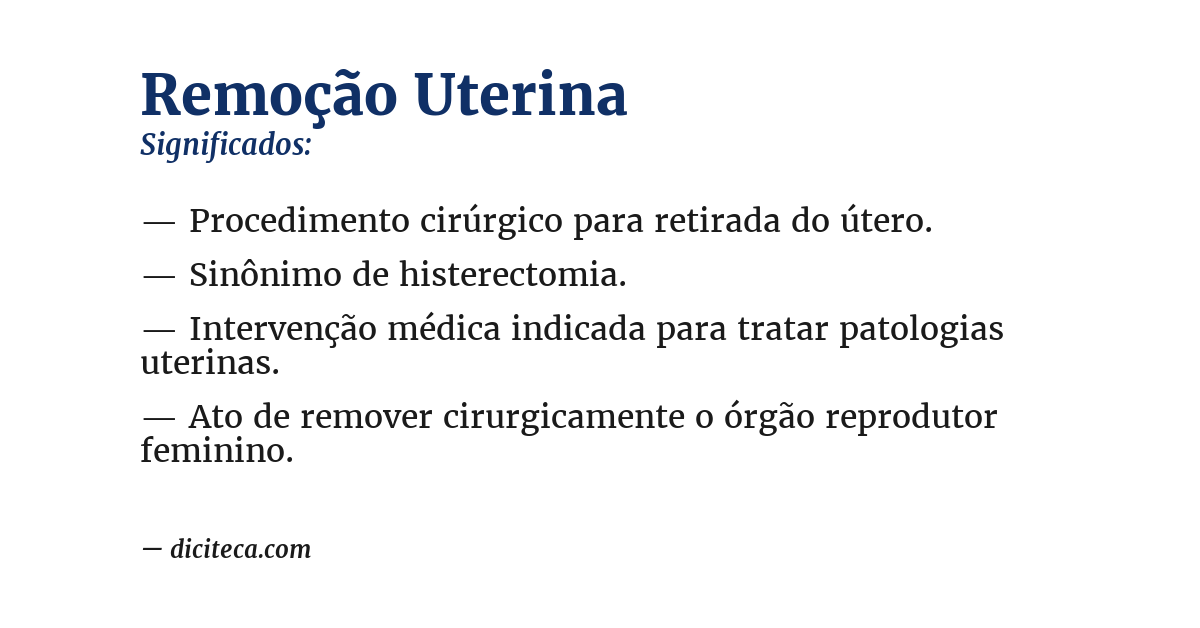 Significado de remoção uterina
