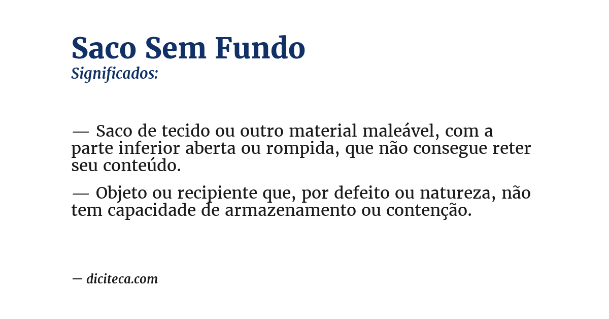 Significado de saco sem fundo