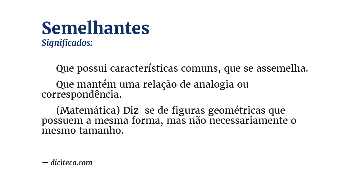 Significado de semelhantes
