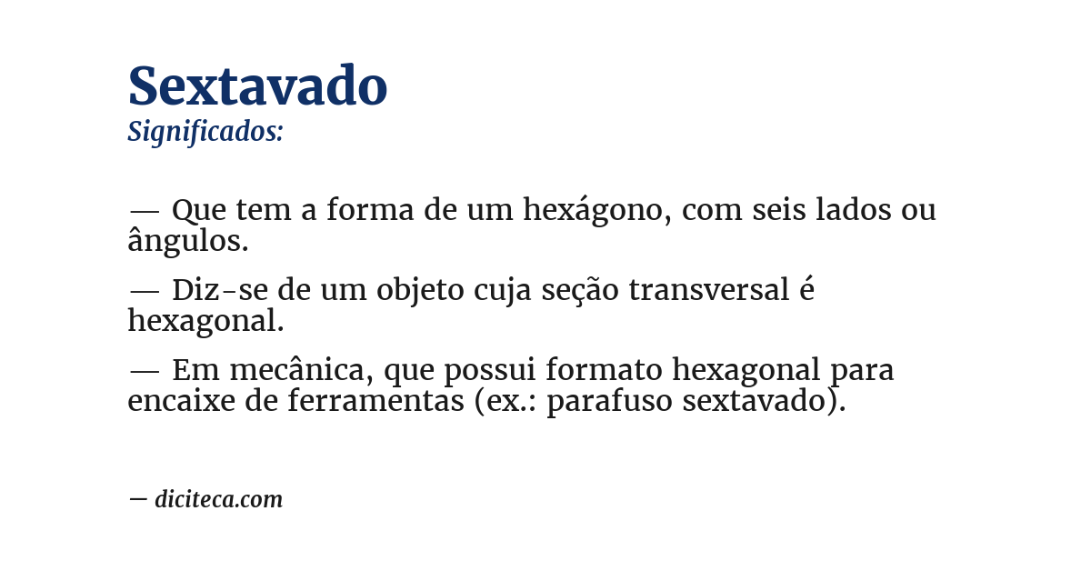 Significado de sextavado